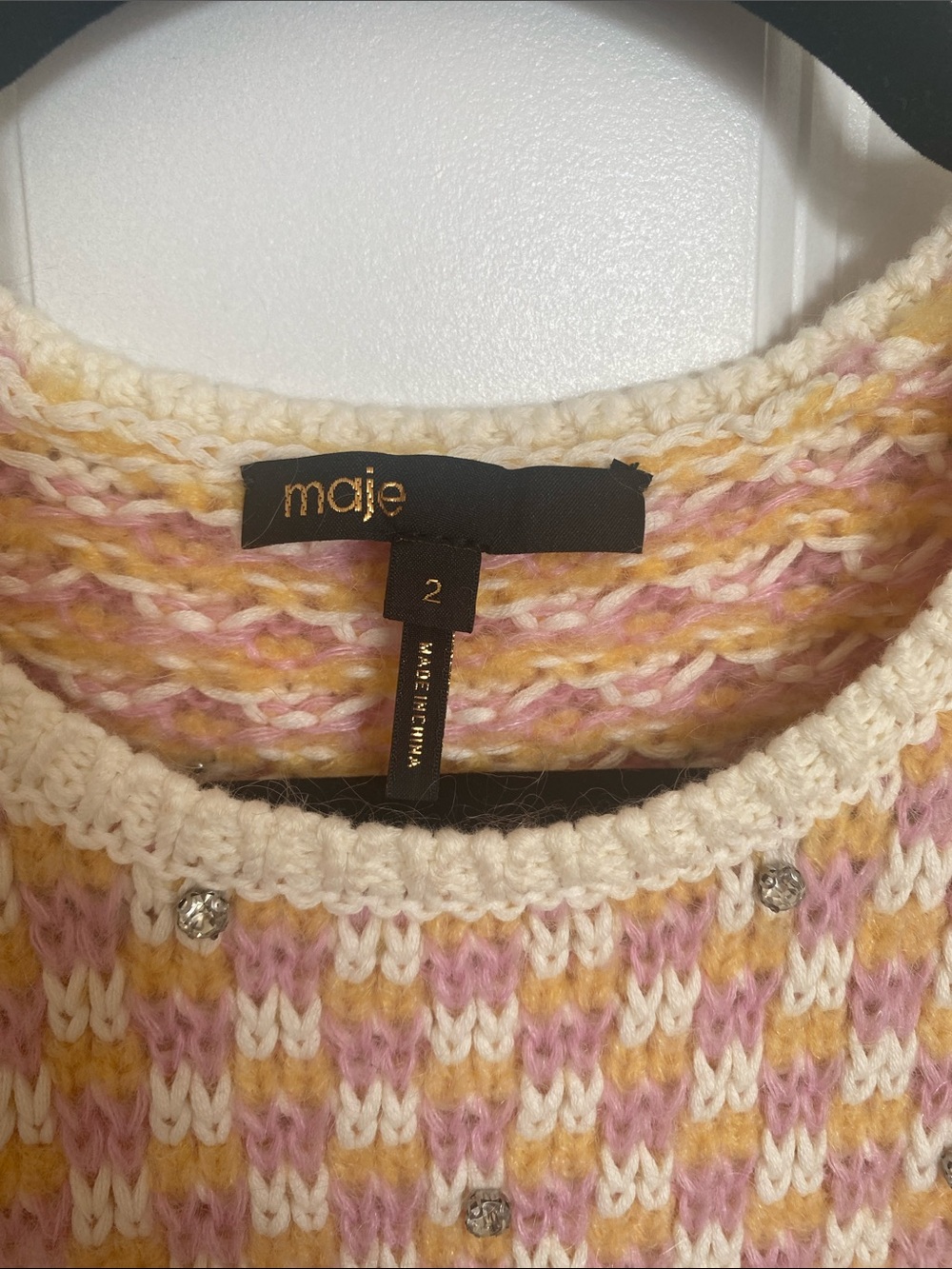 Maje Multicolor Sleeveless Wool-blend Rhinestone Vest EUC Size Medium - Picture 2 of 4